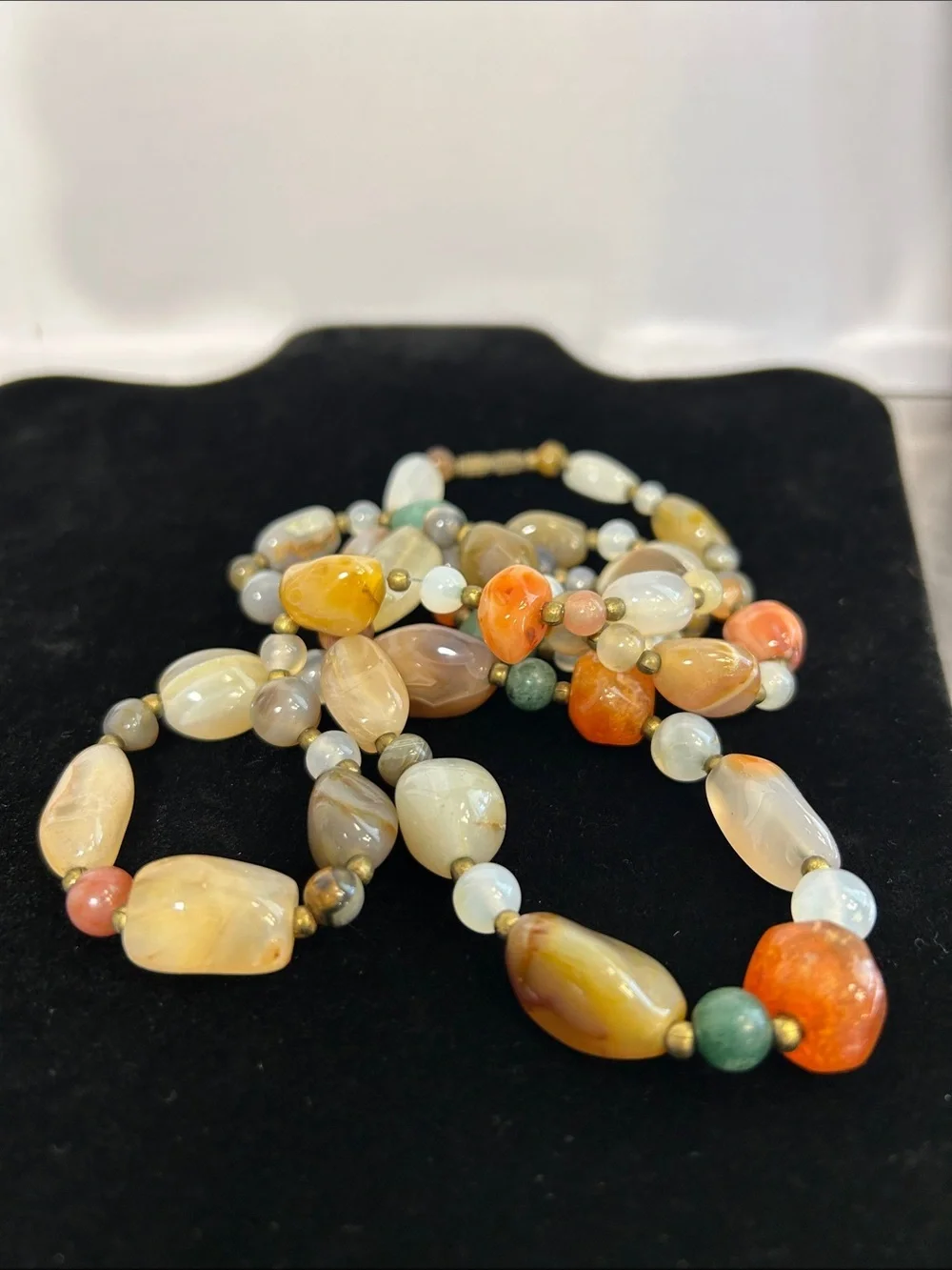 Vintage Multi-Color Semi-Precious Bead Necklace - Women Jewelry
